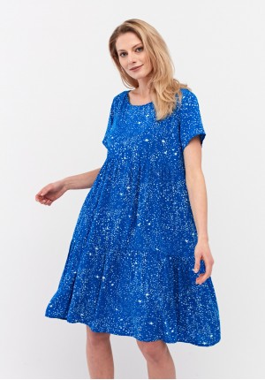 Niebieska swobodna sukienka