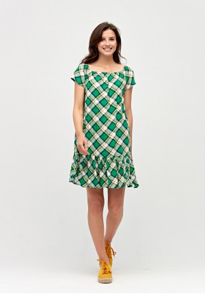 Green checkered dress