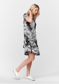Black and white dress with leaves