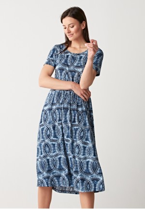 Blue dress with geometric pattern