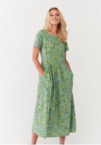 Długa lniana zielona sukienka