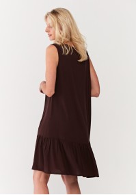 Burgundy dress with a frill