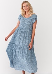 Trapezowa błękitna sukienka