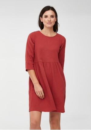 Brick red muslin dress