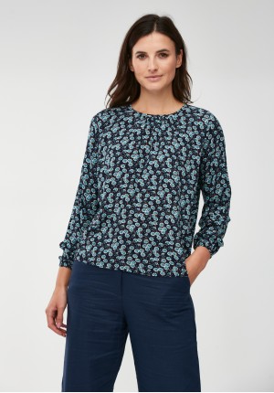 Navy blue blouse with dandelions
