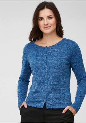 Niebieski melanżowy sweter z guzikami