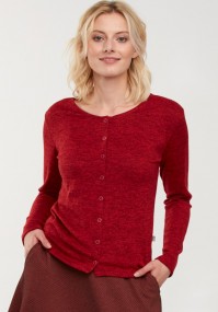 Red melange sweater with buttons