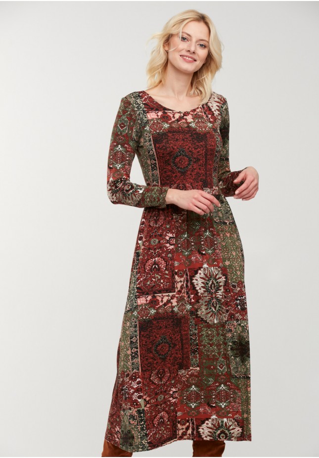 Sukienka 1869 (brązowo-zielona)