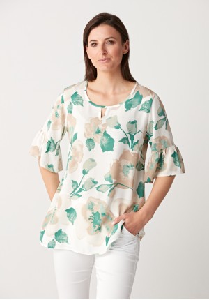 Bright blouse with flowers