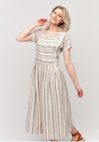 Linen tapered waist dress