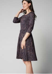 Navy blue dress with brown spots