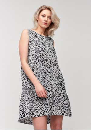 Grey leopard print dress