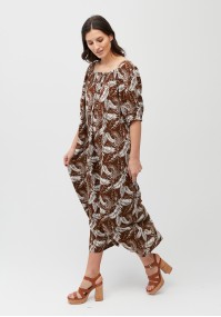 Midi dress with leaves