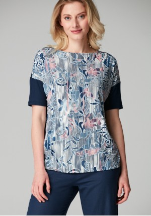 Simple blouse with floristic pattern
