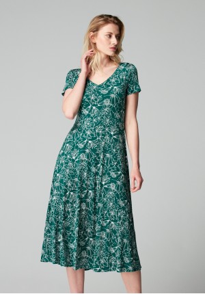 Green midi dress with flowers