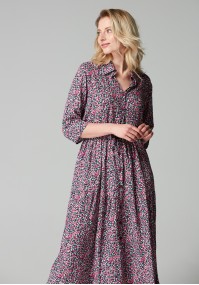 Shirt dress with pink roses