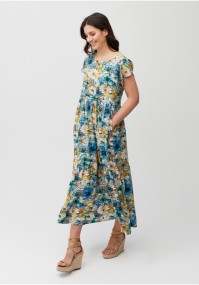 Long dress with blue and yellow flowers