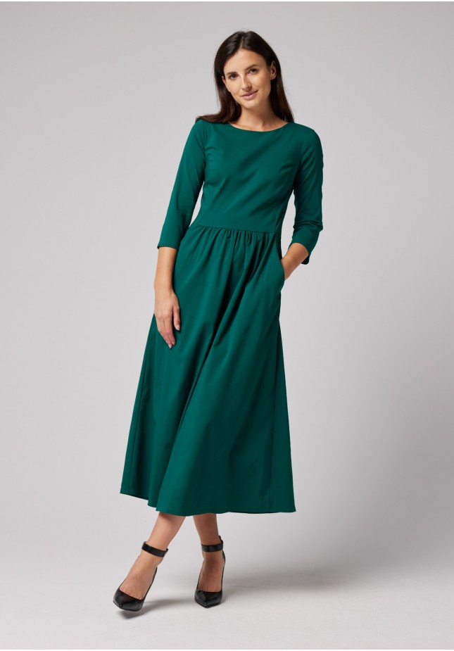 Elegant dark green midi dress
