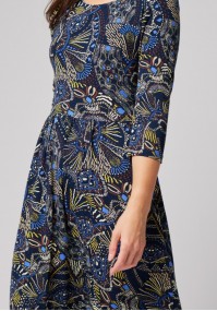 Tapered waist midi dress with colorful pattern