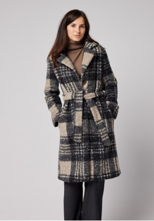 Grey and beige checkered coat
