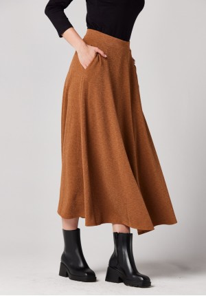 Brown midi skirt
