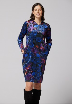 Fitted colorful velor dress