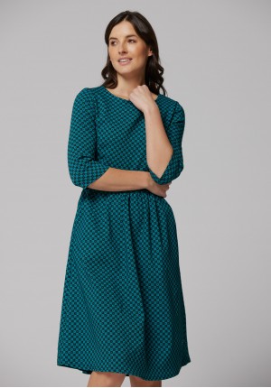 Midi dress with small pattern