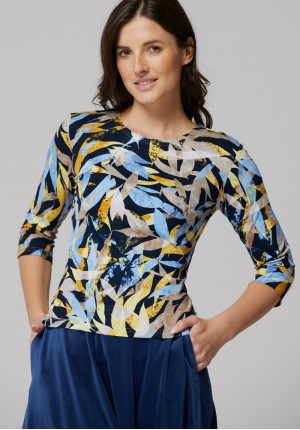 Blouse with colorful leaves