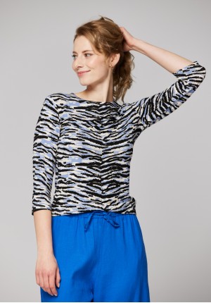 Blouse with irregular stripes