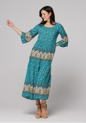 Turquoise boho dress