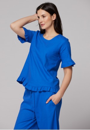 Blue linen blouse