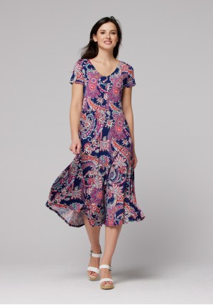 Midi dress with colorful pattern