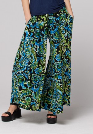 Blue and green culottes