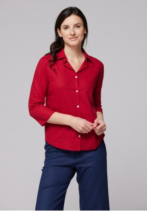 Red linen shirt