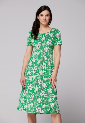Green tapered waist dress
