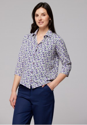 Shirt with purple flowers