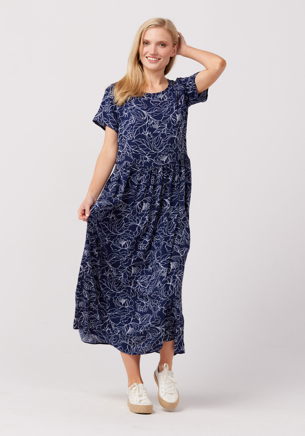 Luźna granatowa sukienka 1000