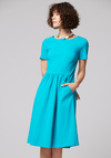 Turkusowa sukienka z podkreśloną talią 1773