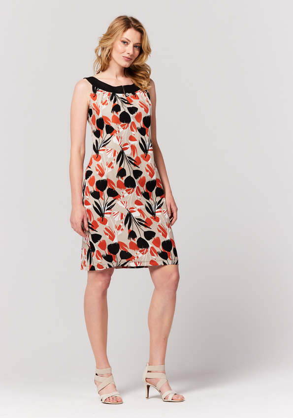 Lniana letnia sukienka w kwiaty 1368