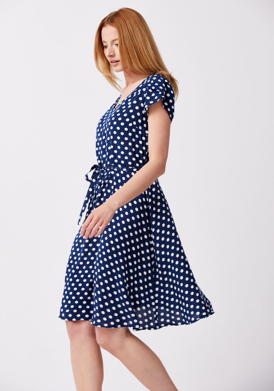 Wiązana sukienka w groszki 1217