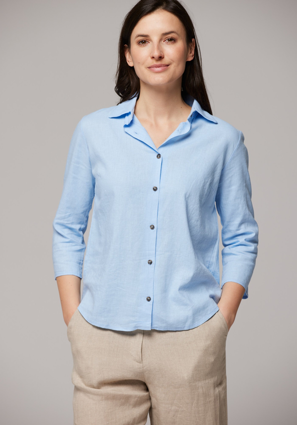 Błękitna lniana letnia koszula 3332