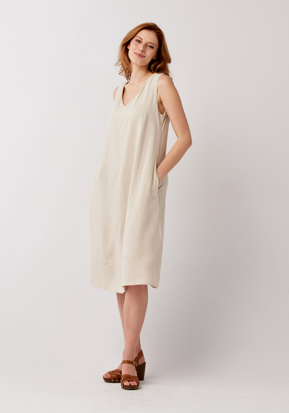 Naturalna sukienka na szerokich ramiączkach 1301