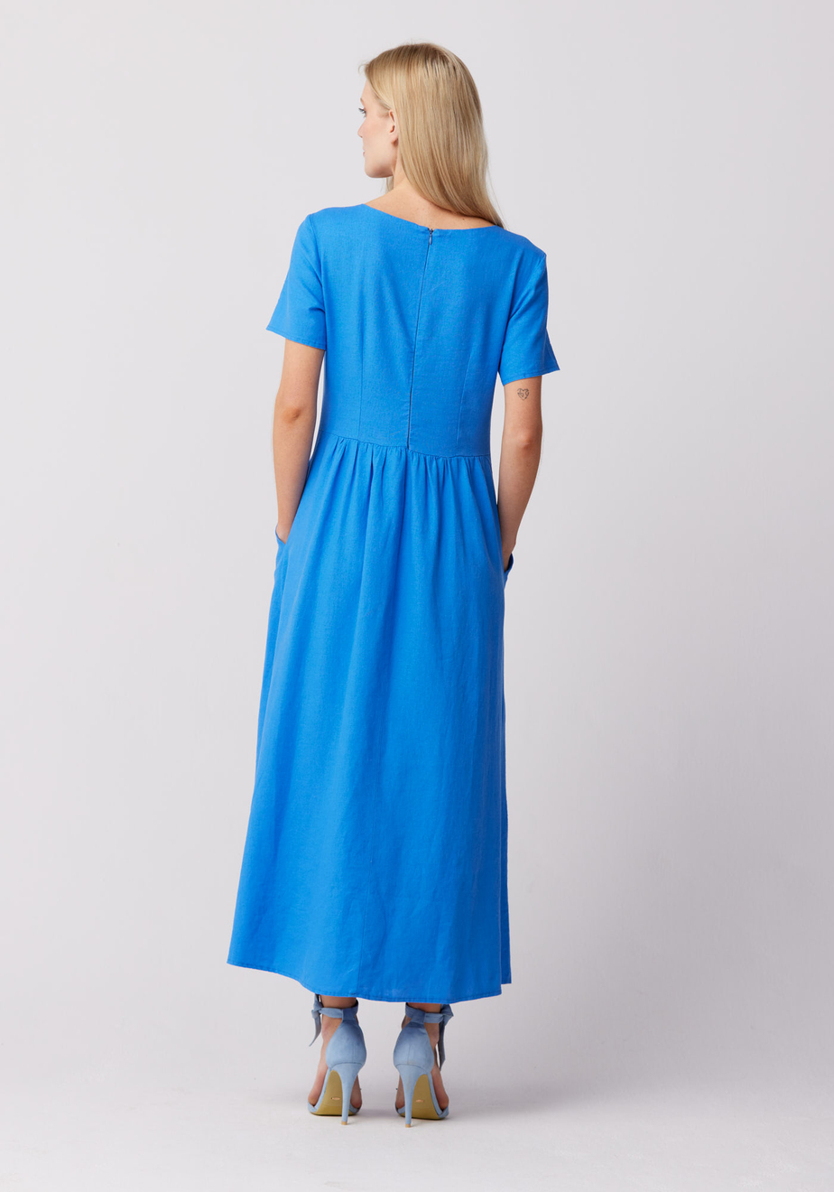 Lniana niebieska sukienka 1384