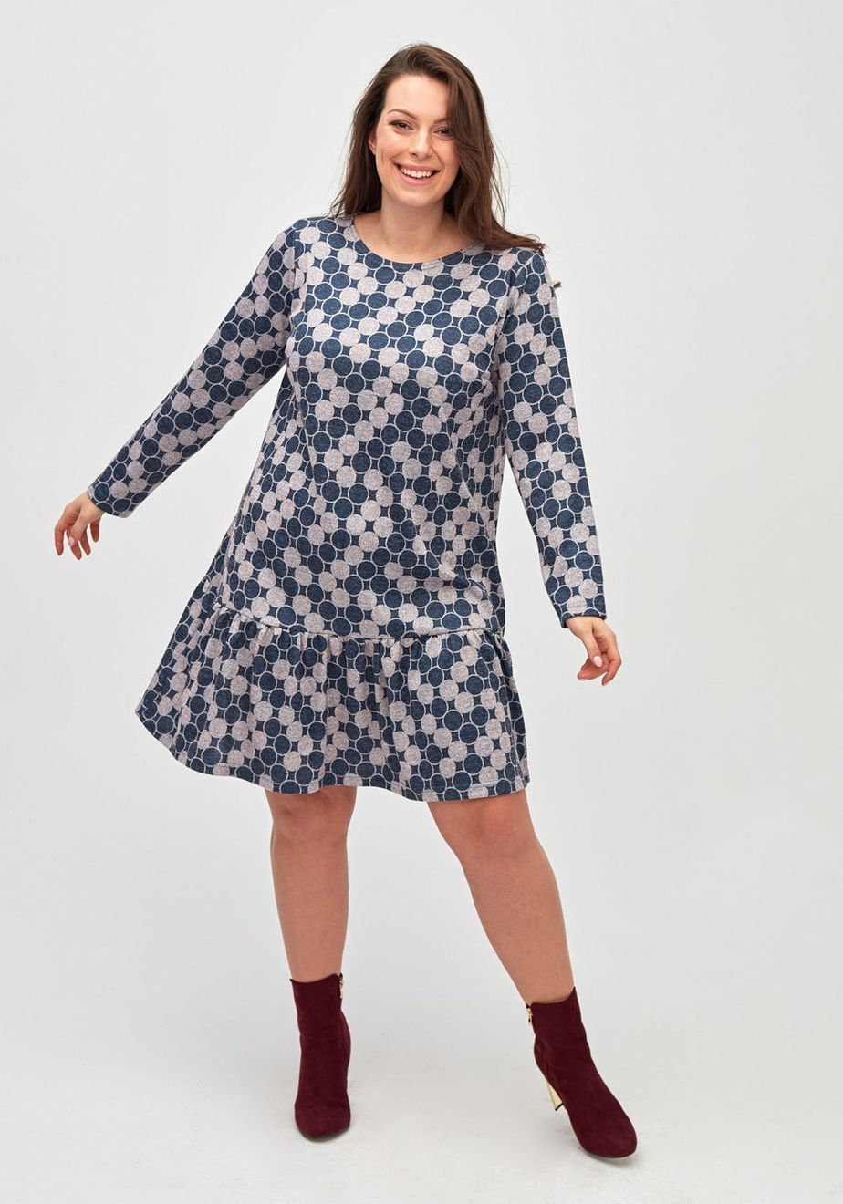 Trapezowa sukienka z falbaną 6289