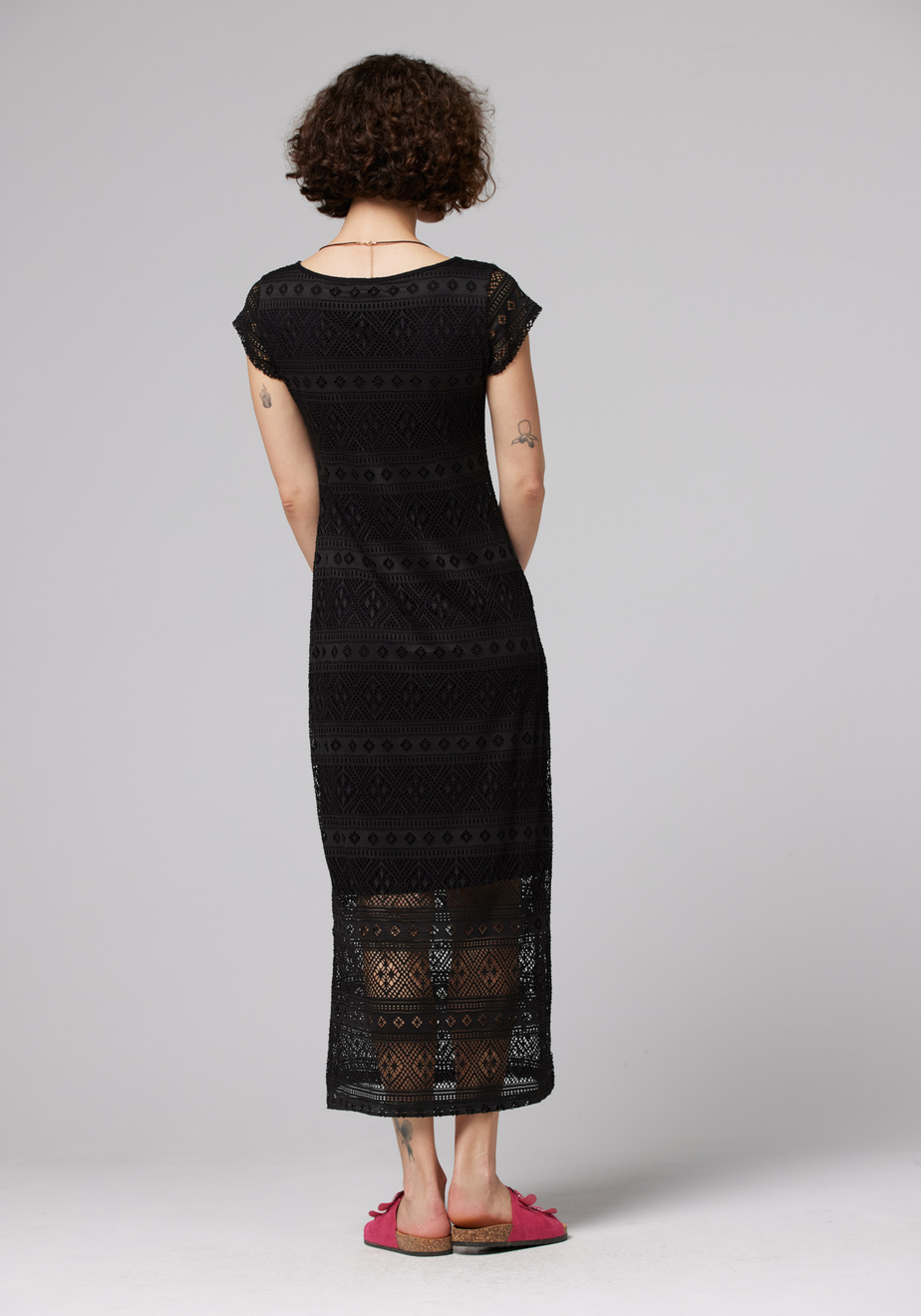 Czarna długa koronkowa sukienka 1266