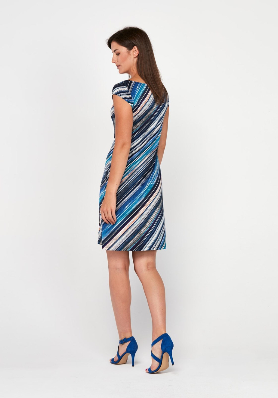 Prosta sukienka w niebieskie pasy 1139