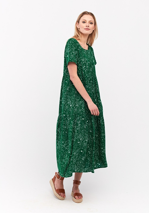 Zielona sukienka w kropki 1019