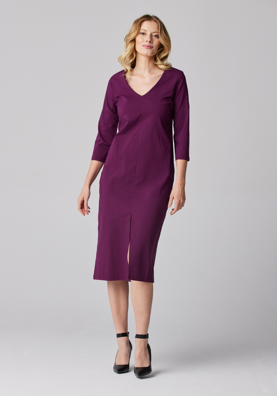 Śliwkowa sukienka midi 1730