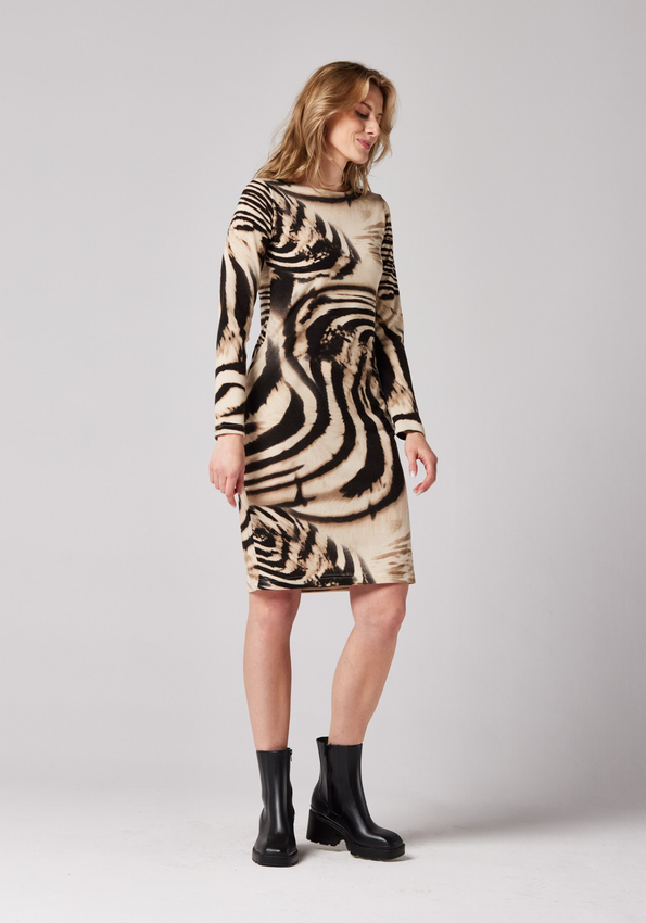 Beżowo-czarna sukienka 1843