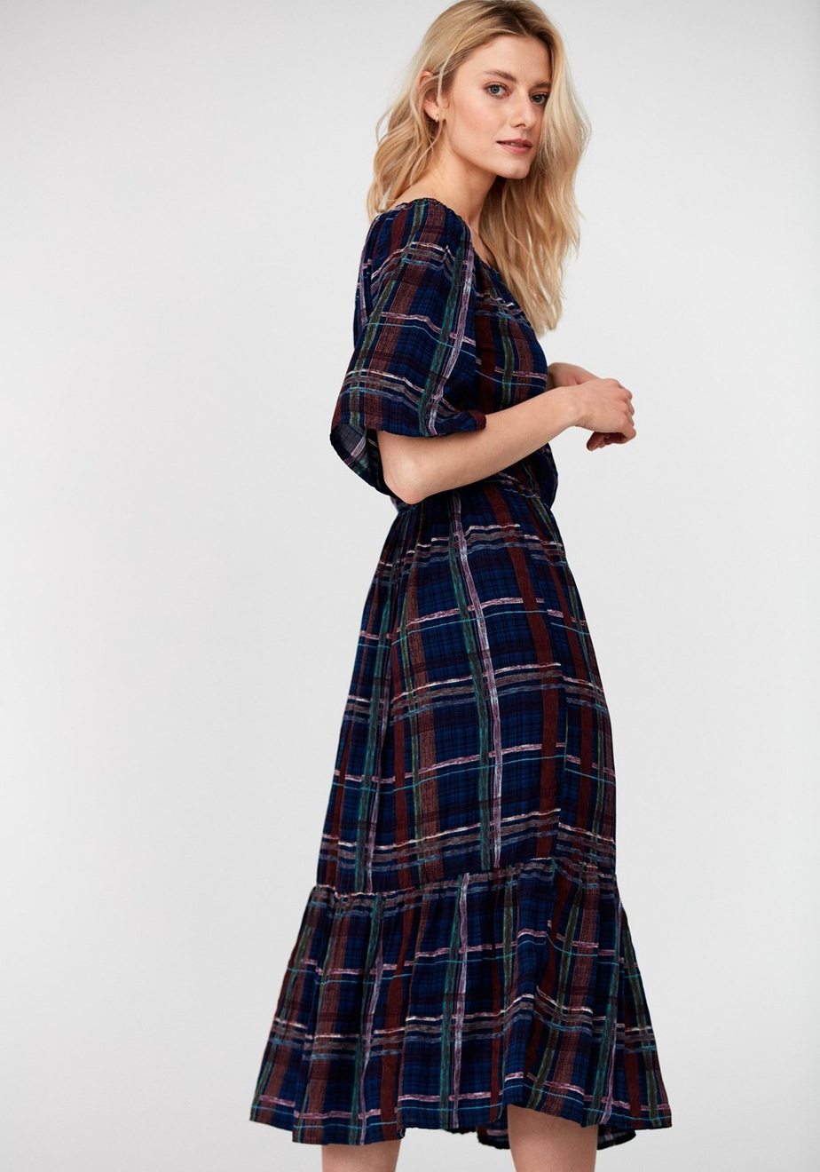 Sukienka w kolorową kratę 1042